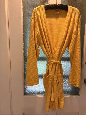 Victoria's Secret Yellow Waffle-Knit Robe with Belt